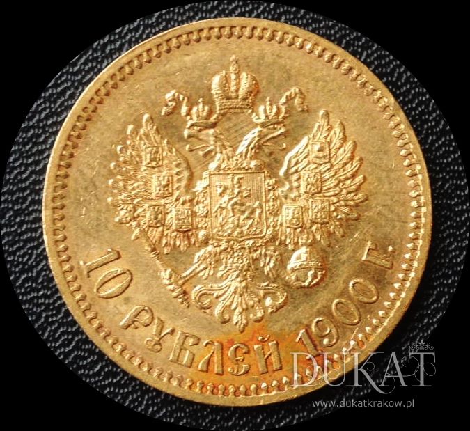 Złota moneta 10 rubli 1900 r. - Rosja - stan: -1 - zdjęcie przedmiotu
