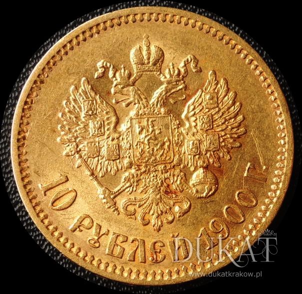 Złota moneta 10 rubli 1900 r. - Rosja - stan: + 2 - zdjęcie przedmiotu